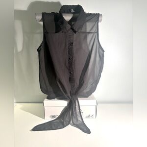 FCNY sheer collared tank top with front tie